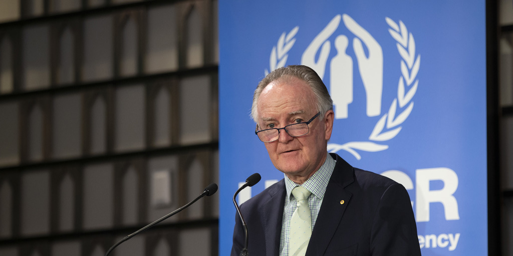 Michael Dwyer speaking at World Refugee Day event