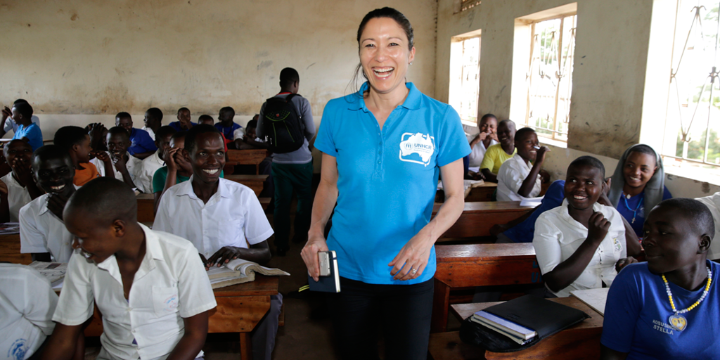 Kumi Taguchi meets young refugees in Uganda